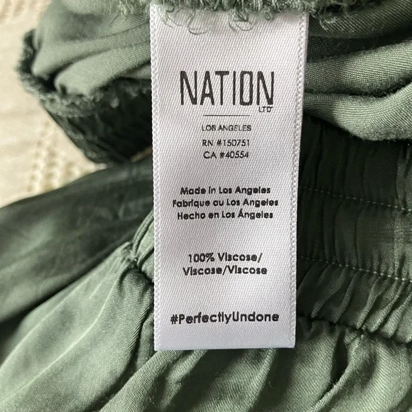 NATION LA Olive Green Viscose Tiered Midi Skirt Size M NWT - Picture 12 of 13